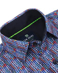 Men's Slim Fit Performance Long Sleeve Printed Multi Blue
