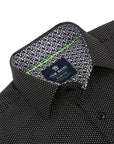 Men's Slim Fit Performance Long Sleeve Printed Black Shirt