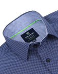 Men's Slim Fit Performance  Long Sleeve Navy Printed Shirts