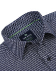 Men's Slim Fit Performance Long Sleeve Printed White Navy