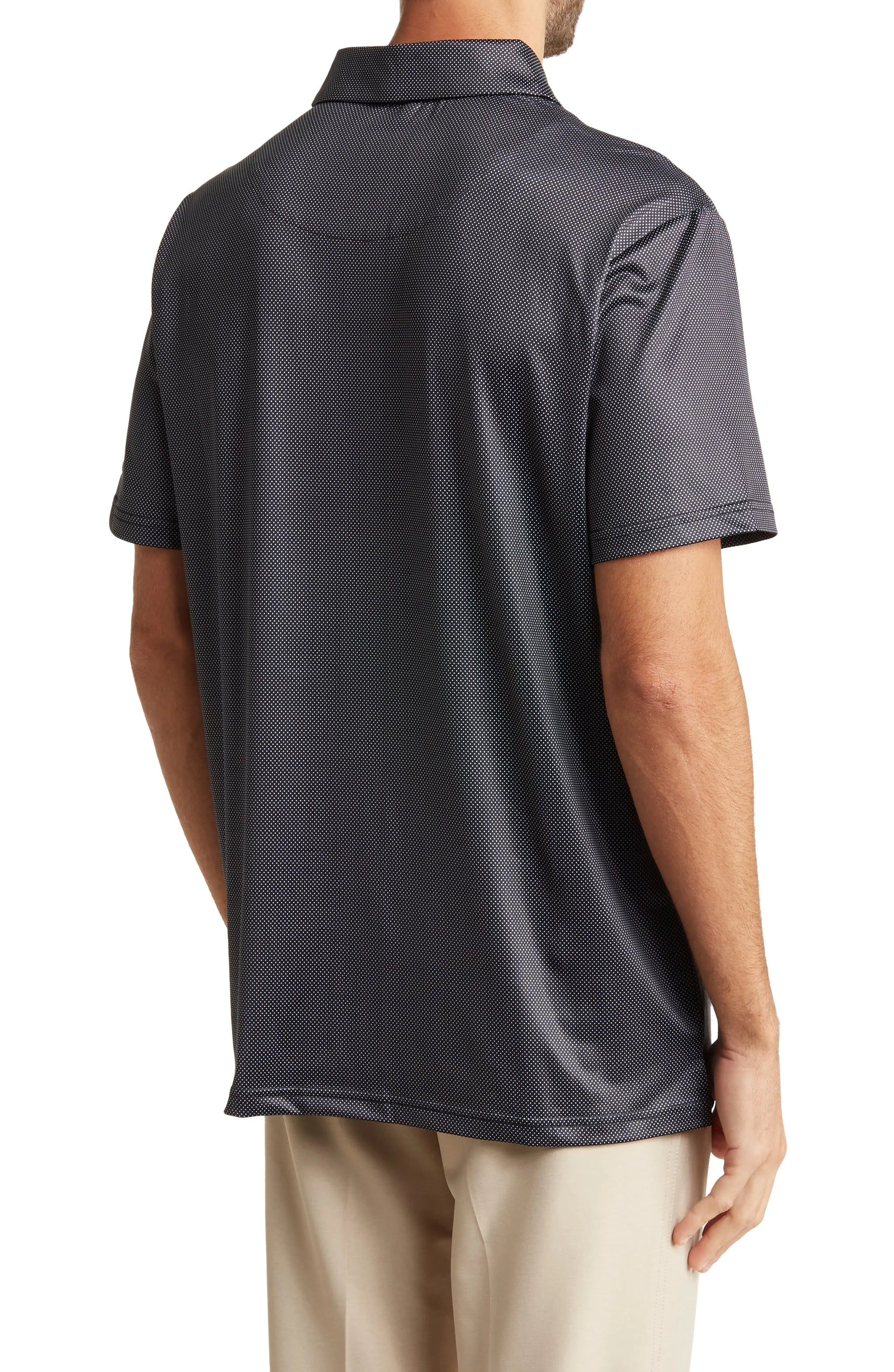 Geo Slim Fit Performance Polo Black