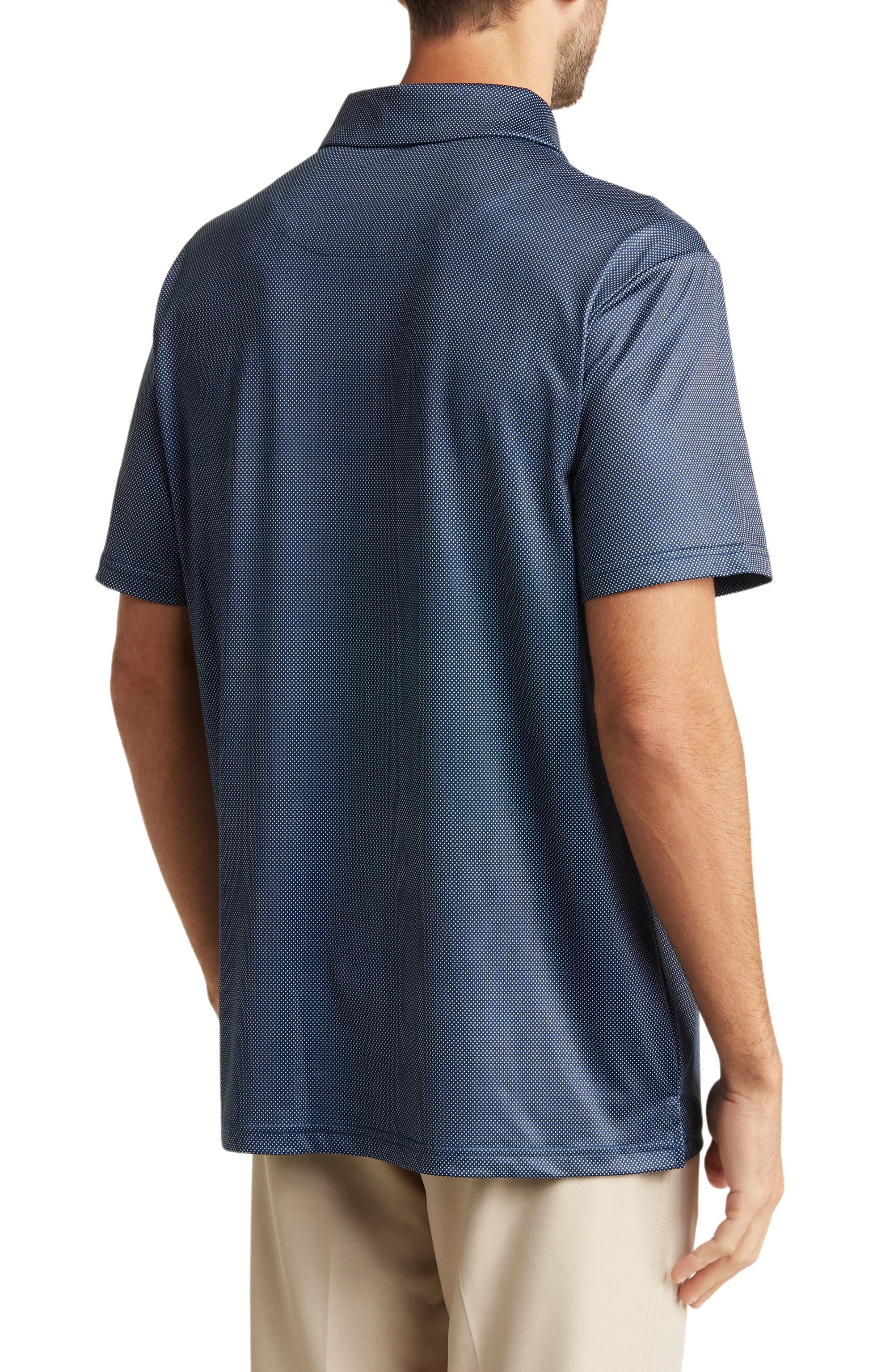 Geo Slim Fit Performance Polo Navy