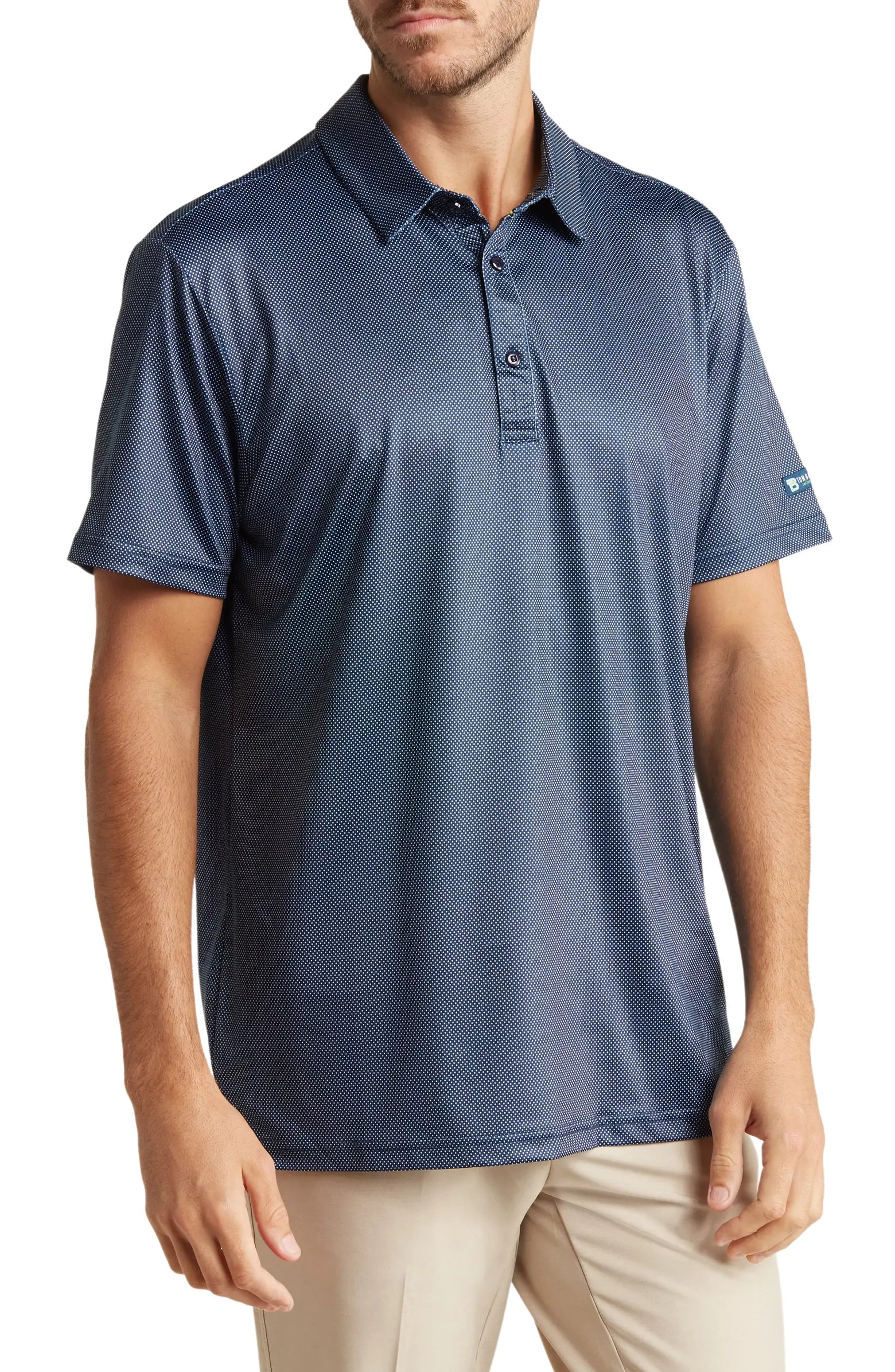 Geo Slim Fit Performance Polo Navy