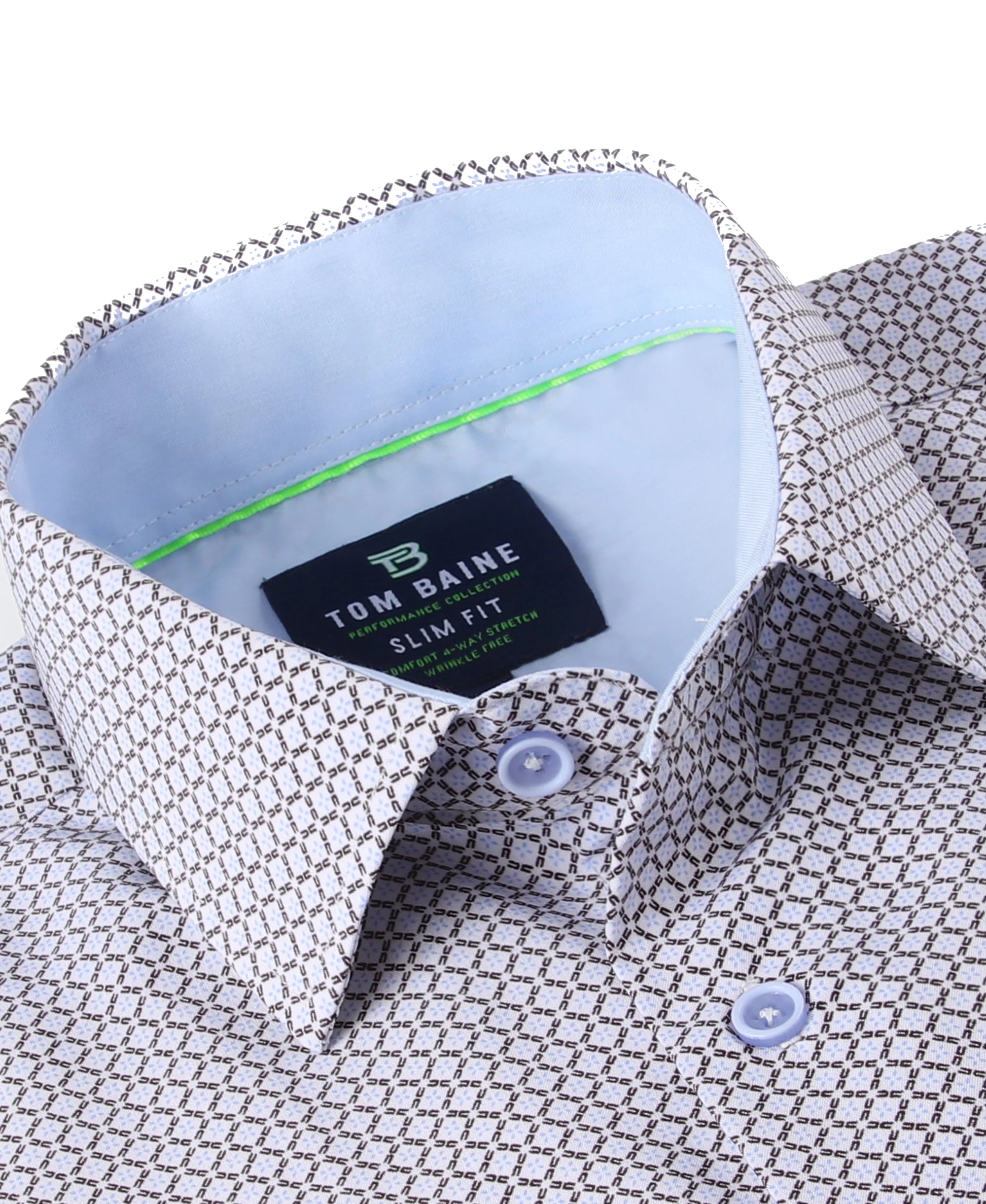 Men's Geometric Slim Fit Performance Short Sleeve Gray White