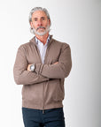 Full Zip Cashmere Feel Sweater (Brown)