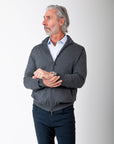 Full Zip Cashmere Feel Sweater (Charcoal)