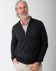 Full Zip Cashmere Feel Sweater (Black)
