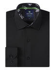 Men's Slim Fit Geometric Performance Long Sleeve Shirt Black