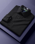 Men's Slim Fit Geometric Performance Long Sleeve Shirt Black