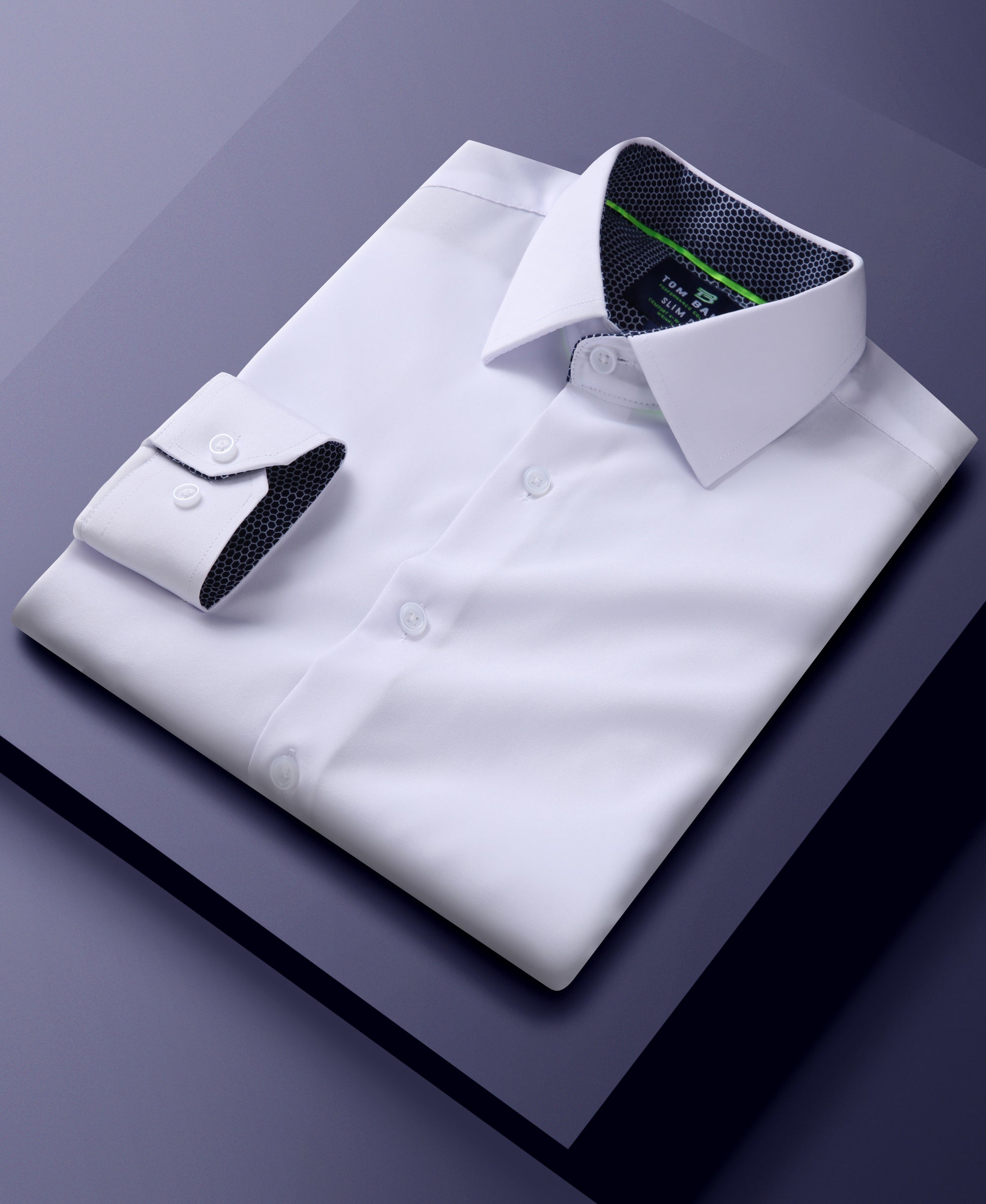 Men's Slim Fit Performance Long Sleeve Solid Shirt White