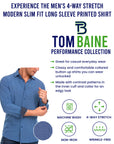 Men's Slim Fit Geometric Performance Long Sleeve Shirt Black