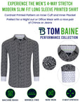 Men's Slim Fit Geometric Performance Long Sleeve Shirt Black