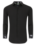 Men's Slim Fit Geometric Performance Long Sleeve Shirt Black