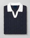 Vicacio Knit Two-Tone Polo - Navy