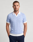 Vicacio Knit Two-Tone Polo - Sky