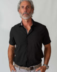 Men's Slim Fit Performance Short Sleeve Solid Shirt Black