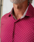 Men's Slim Fit Performance Stretch Burgundy Short Sleeve