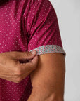 Men's Slim Fit Performance Stretch Burgundy Short Sleeve
