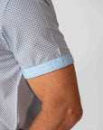 Men's Geometric Slim Fit Performance Short Sleeve Gray White