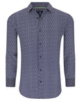 Men's Geometric Slim Fit Performance Long Sleeve Shirt Navy Dots