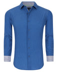 Men's Geometric Slim Fit Performance Long Sleeve Shirt Navy