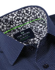 Men's Geometric Slim Fit Performance Short Sleeve Dots Navy
