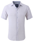 Men's Geometric Slim Fit Performance White Short Sleeve