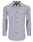 Men's Slim Fit Performance Long Sleeve Solid Shirt Silver