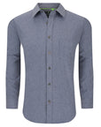 Men's Slim Fit Performance Long Sleeve Solid Shirt Chambray Melage