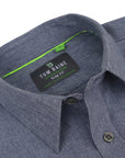 Men's Slim Fit Performance Long Sleeve Solid Shirt Chambray Melage