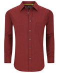 Men's Slim Fit Performance Long Sleeve Chambray Burgundy Solid Shirt