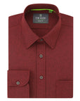 Men's Slim Fit Performance Long Sleeve Chambray Burgundy Solid Shirt