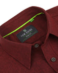 Men's Slim Fit Performance Long Sleeve Chambray Burgundy Solid Shirt