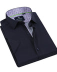 Men's Slim Fit Performance Stretch Navy Short Sleeve