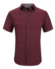 Men's Slim Fit Performance Stretch Burgundy Short Sleeve