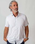 Men's Slim Fit Performance Short Sleeve Solid Shirt White