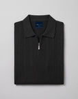 Havana Knit Zip-Up Polo - Black