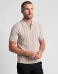 Havana Knit Zip-Up Polo - Tan