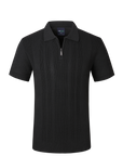 Havana Knit Zip-Up Polo - Black