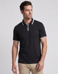 Soft Touch Performace Zip-Up Polo - Black