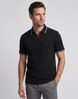 Pique Performace Zip-Up Polo - Black