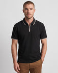 Texture Performace Zip-Up Polo - Black