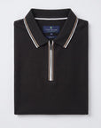 Texture Performace Zip-Up Polo - Black