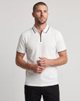 Texture Performace Zip-Up Polo - White