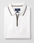 Texture Performace Zip-Up Polo - White