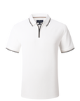 Texture Performace Zip-Up Polo - White