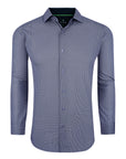 Men's Slim Fit Performance Long Sleeve Mini Plaid Shirt Navy
