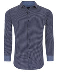 Men's Geometric Slim Fit Performance Long Sleeve Shirt Navy Geo