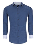 Men's Geometric Slim Fit Performance Navy Long Sleeve Shirt