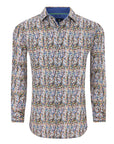 Men's Slim Fit Performance Long Sleeve Printed Shirt Multi
